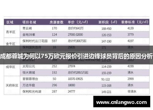 成都蓉城为何以75万欧元报价引进边锋球员背后的原因分析